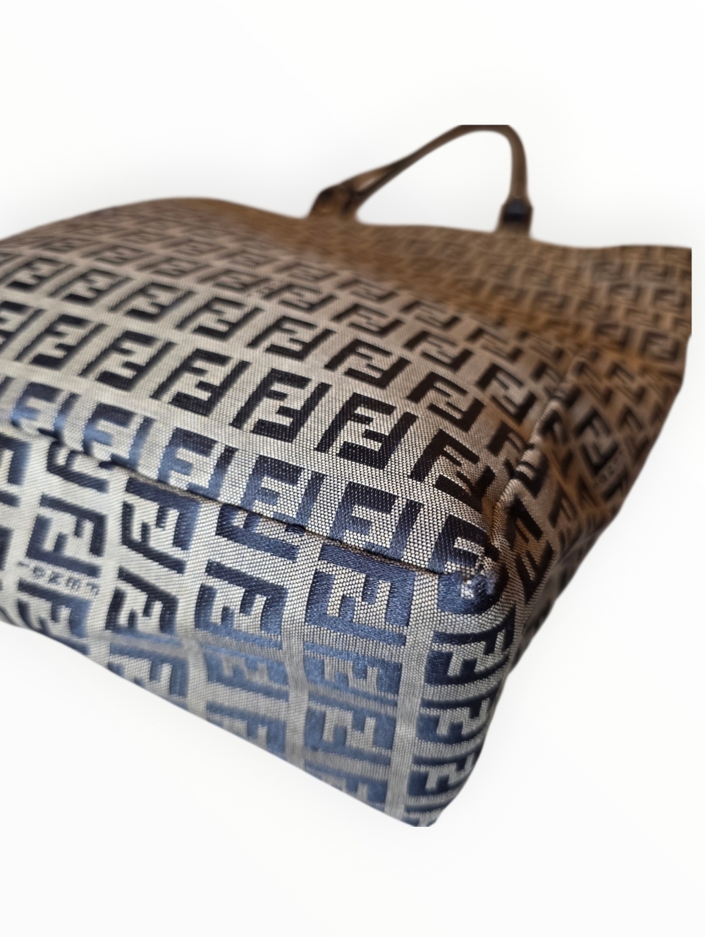 Fendi Zucchino Blue Monogram Tote Bag FF Canvas Shoulder Bag Vintage - Picture 5 of 12